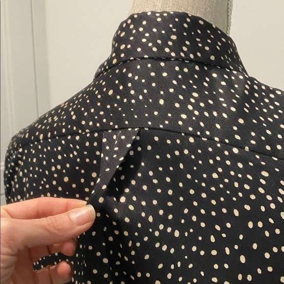 Banana Republic Dillon Polka-Dot Tie Sleeve Black Blouse Size Small/Medium - Picture 7 of 14